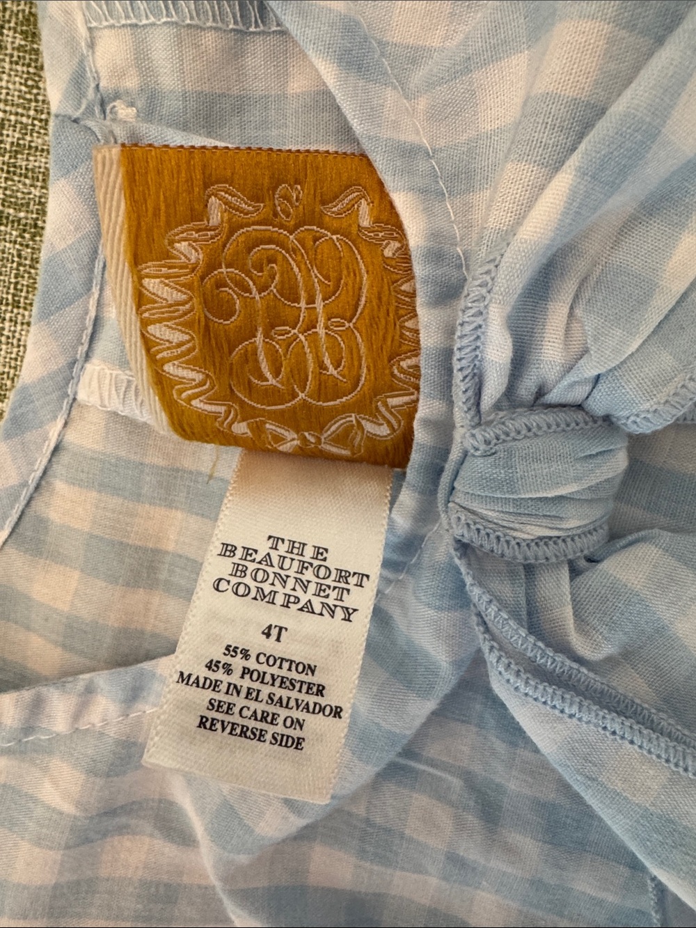 The Beaufort Bonnet Company Light Blue & White Gingham Bow Blouse - Picture 3 of 7